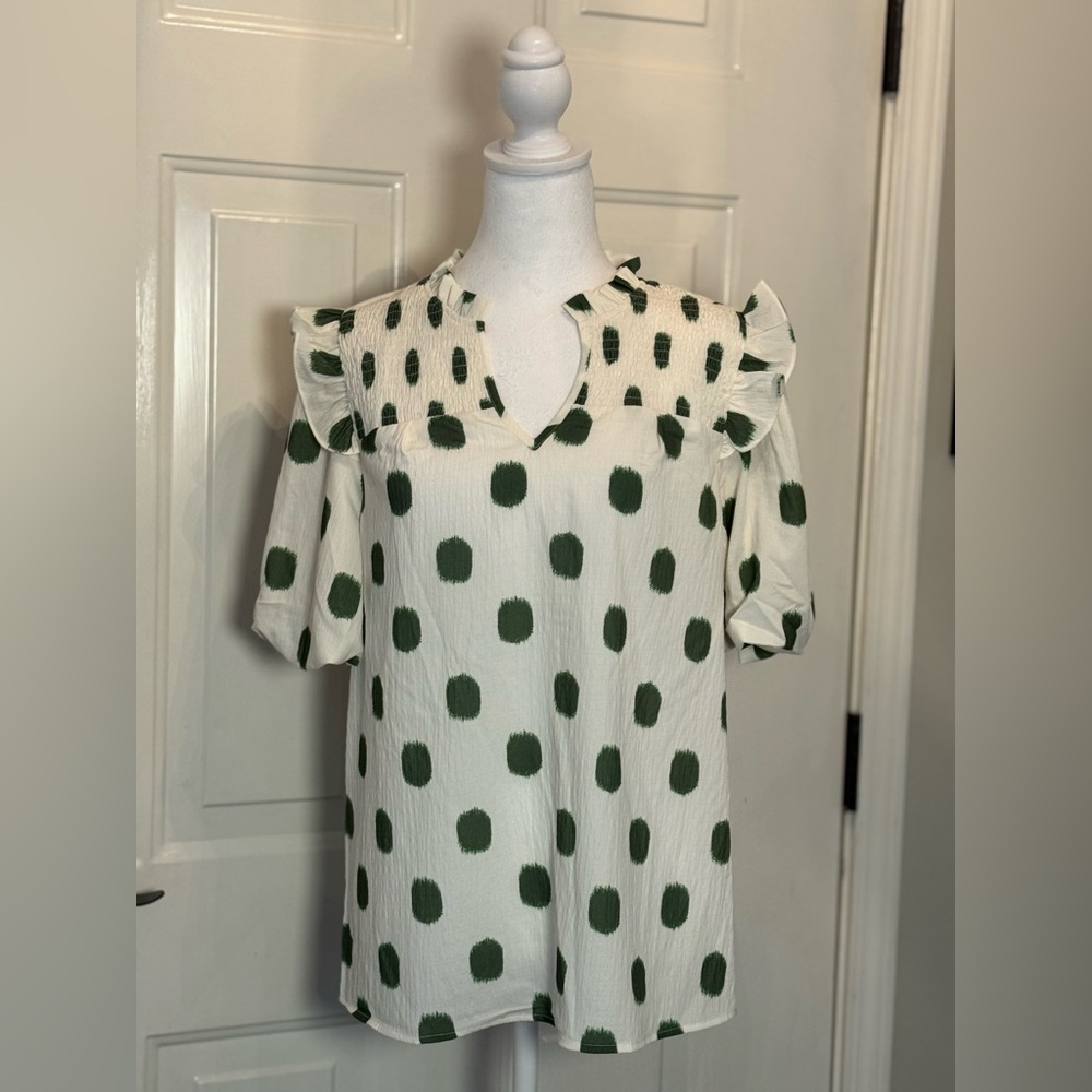 Green Polka Dot Blouse